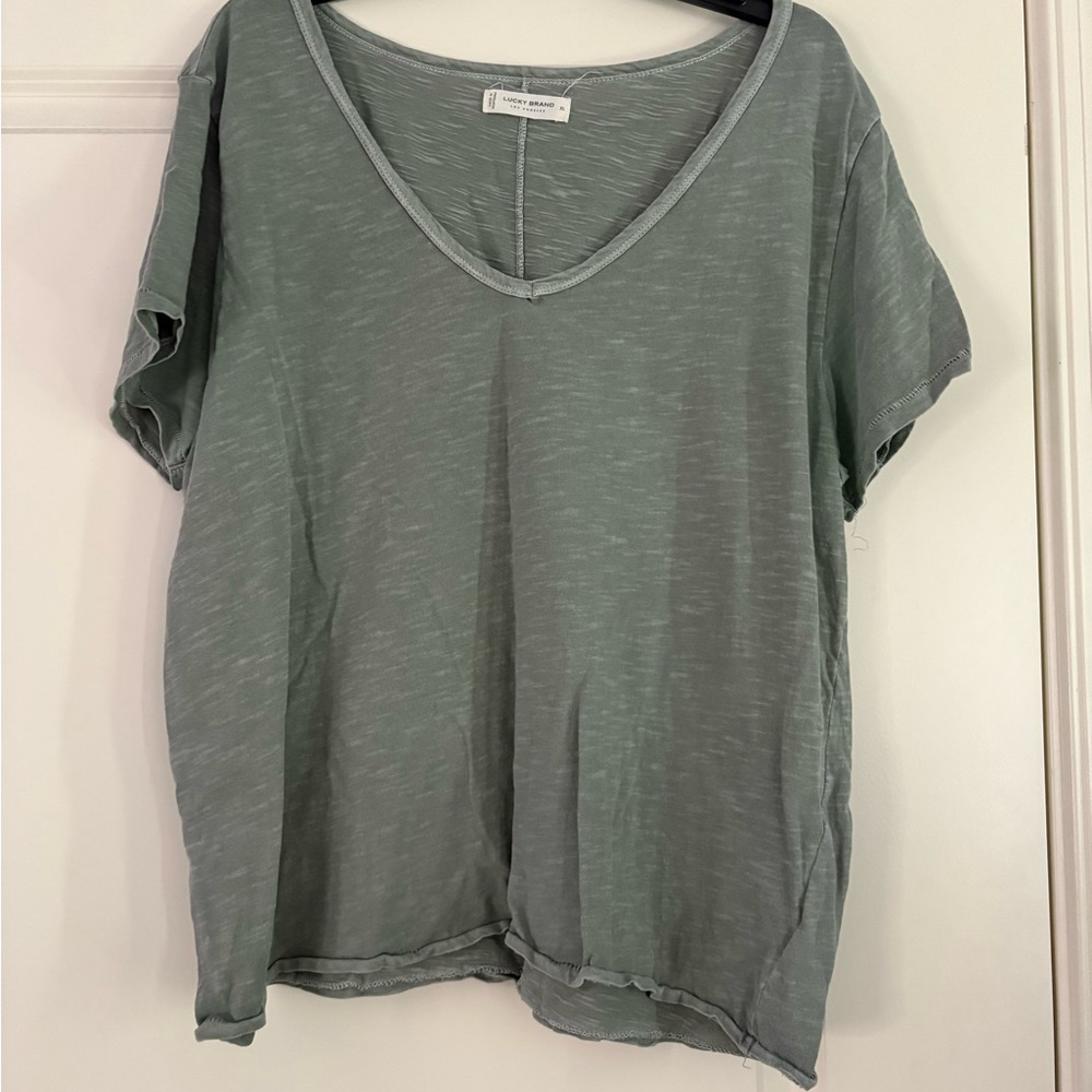Women's Green V-Neck Top